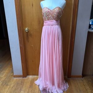 La Femme Elegant Pink Strapless Gown Size 0